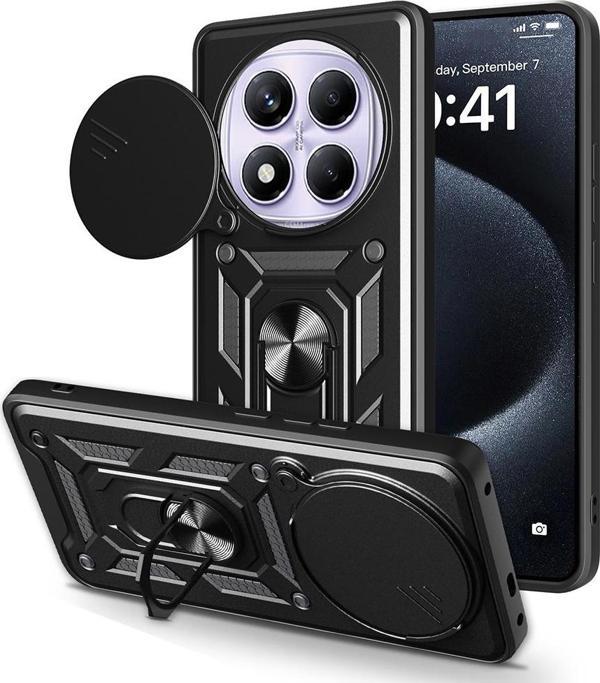 Xiaomi Redmi Note 14 Pro 4G Uyumlu Kamera Koruma Sürgülü Standlı Tank Kılıf - Image 1