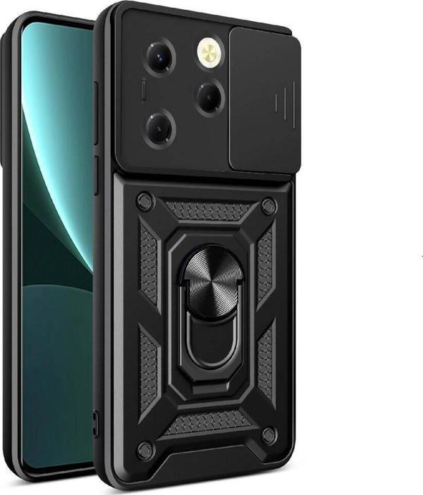 Tecno Spark 20 Pro 4G Uyumlu Kamera Koruma Sürgülü Standlı Tank Kılıf - Image 1
