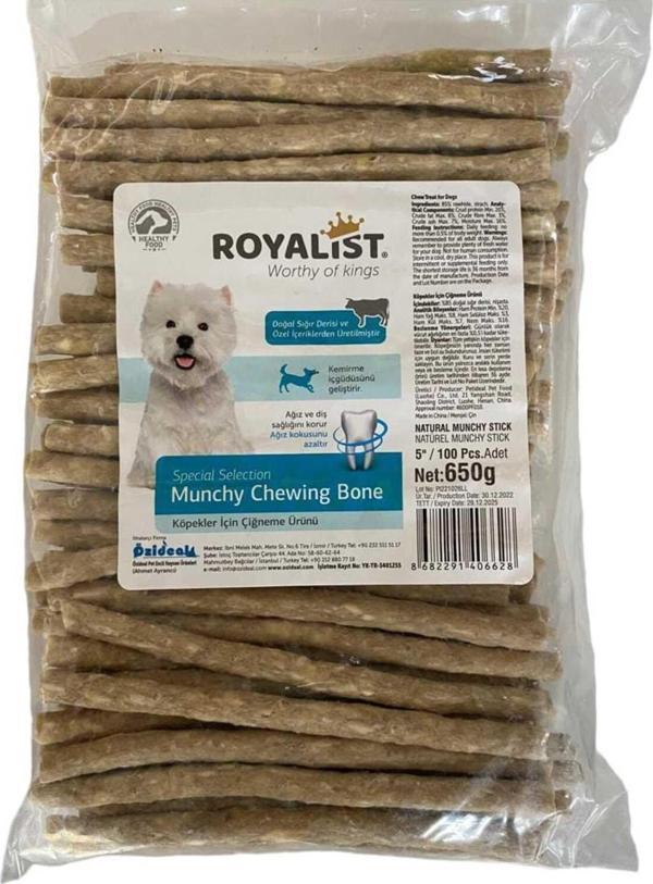 ROYALİST KÖPEKLER İÇİN ÇİĞNEME ÜRÜNÜ KÖPEK DOĞAL ÖDÜL KEMİĞİ 100 ADET - Image 1
