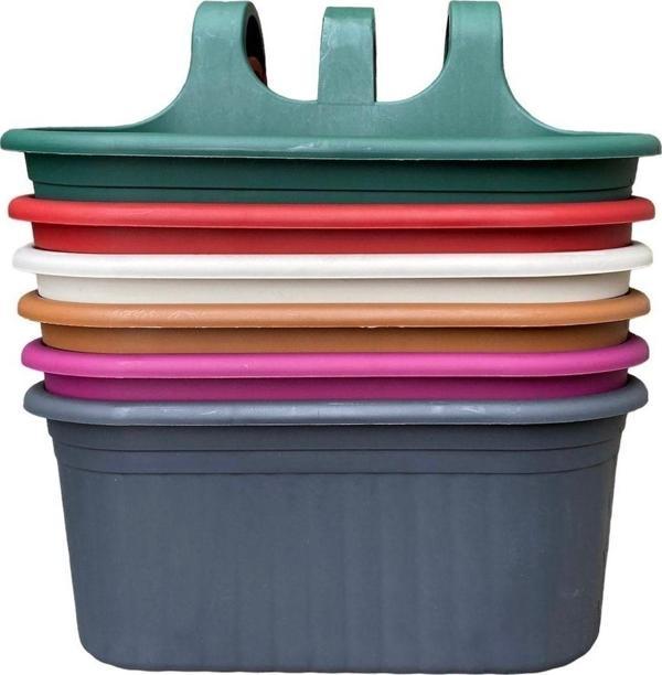 Tombik Saksı Askılı Balkon Saksısı 6,5 Litre ( 3 Adetkarma Renk Gönderilecektir) - Image 1