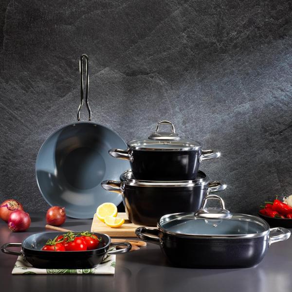 Schafer Gastronomie Master Seramik Derin Tencere 20 Cm-Siyah/Gri - Image 1