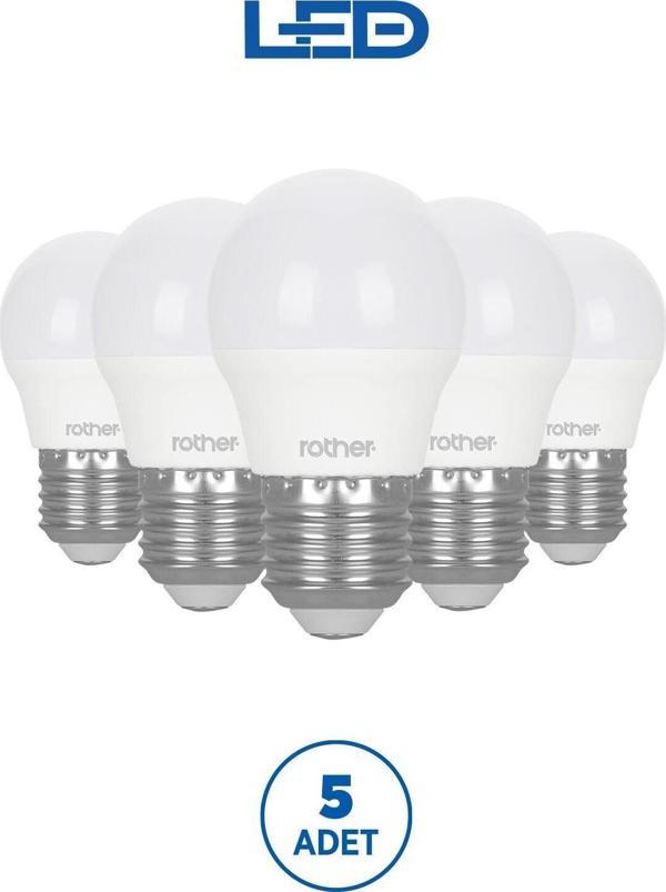 RTL09121-5 Rother G45 LED Ampul 6W E27 470 Lümen 3000K Sarı Işık Enerji Tasarruflu Ampul 5 Adet - Image 1