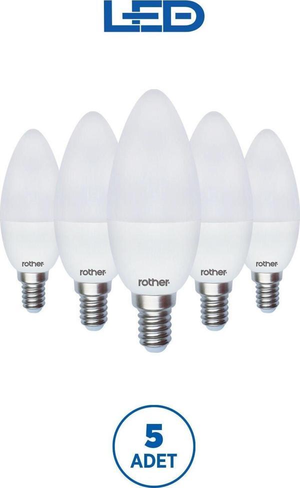 RTL02111-5 Rother LED Mum Avize Ampul 6W E14 470 Lümen 4500K Gün Işığı Enerji Tasarruflu Ampul 5 Adet - Image 1