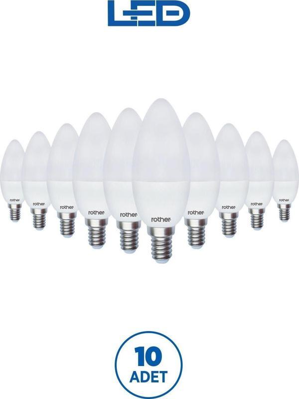 RTL02111-10 Rother LED Mum Avize Ampul 6W E14 470 Lümen 4500K Gün Işığı Enerji Tasarruflu Ampul 10 Adet - Image 1