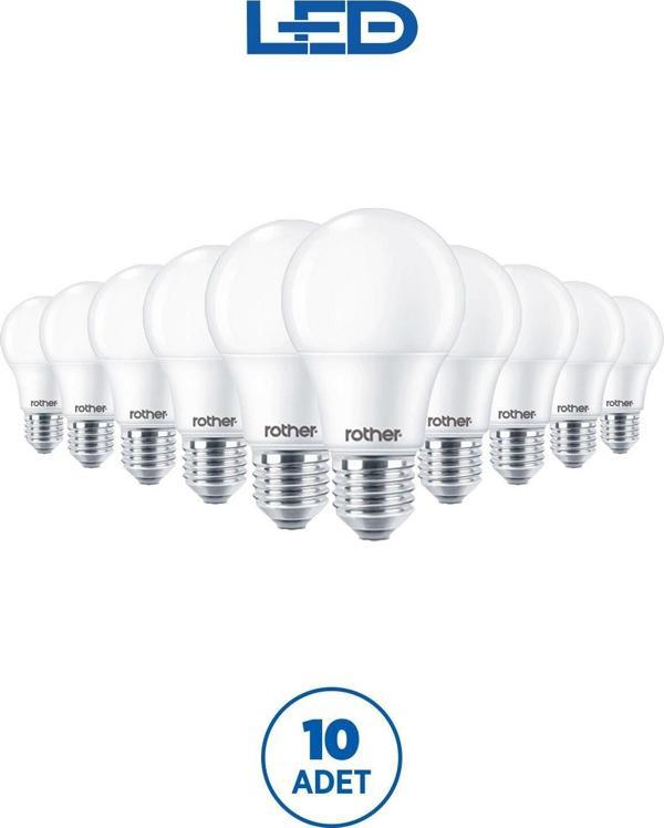 RTL01125-10 Rother A60 LED Ampul 15W E27 1520 Lümen 3000K Sarı Işık Enerji Tasarruflu Ampul 10 Adet - Image 1