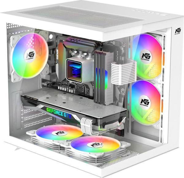 Next Gaming Orion Cube 5X Tuştan Değişen Rgb Fanlı M-Atx Boş Bilgisayar Kasası Beyaz - Image 1
