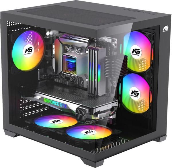 Next Gaming Orion Cube 5X Tuştan Değişen Rgb Fanlı M-Atx Boş Bilgisayar Kasası Siyah - Image 1