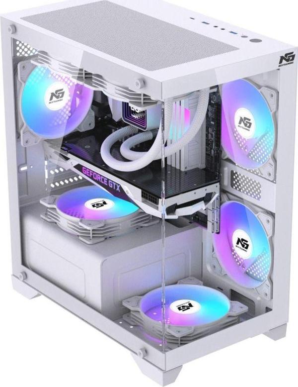 Next Gaming Orion Elite 4X Tuştan Değişen Rgb Fanlı M-Atx Boş Bilgisayar Kasası Beyaz - Image 1