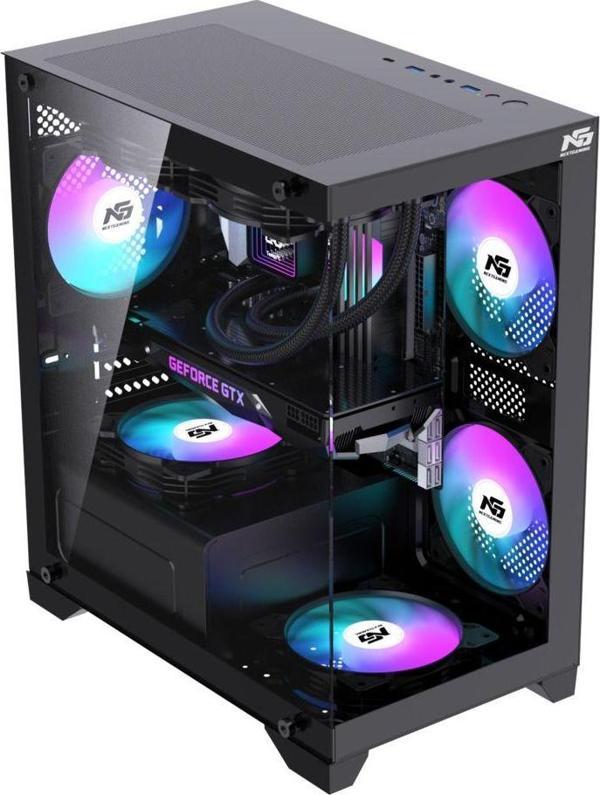 Next Gaming Orion Elite 4X Tuştan Değişen Rgb Fanlı M-Atx Boş Bilgisayar Kasası Siyah - Image 1