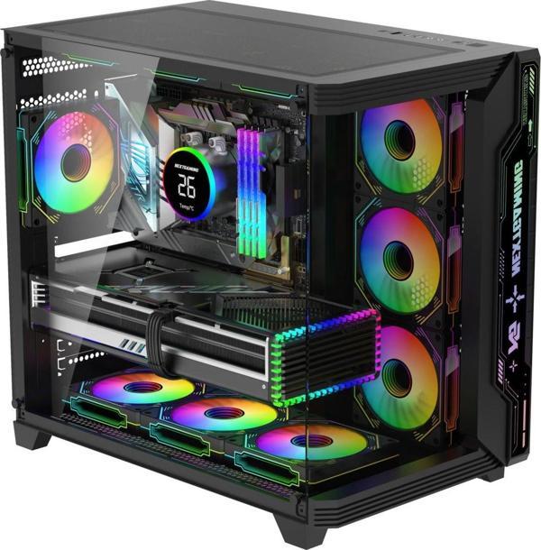 Next Gaming Sirius Black Argb Panel 7X Fan Kumanda Ve Kontrolcü Atx Boş Bilgisayar Kasası Siyah - Image 1