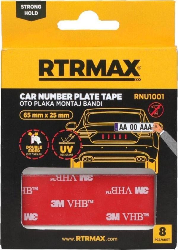 RNU1001 Çift Taraflı Oto Plaka Montaj Bandı 65 mm x 25 mm - 8 Adet - Image 1