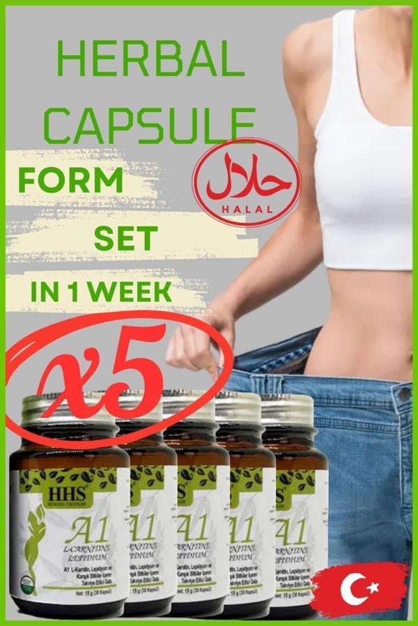 A1 Capsules L-carnitine Lepidium Kapsül Form Detox Detoks Ürünü (5X30 ADET) - Image 1