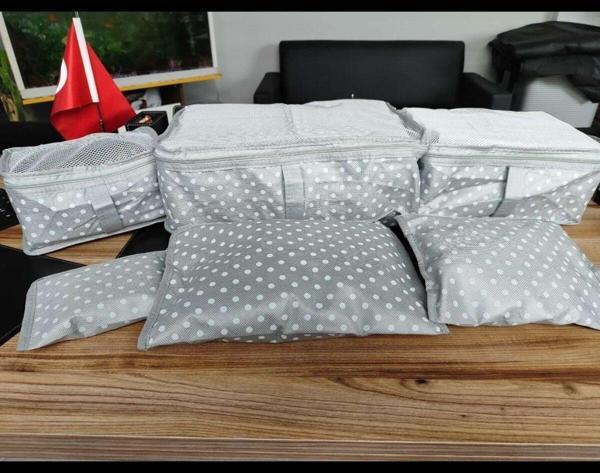 Kırmızı Beyaz Home Bavul Organizer 6 Parça Valiz Düzenleyici Hurç Set 2 Takım Seti - Image 1