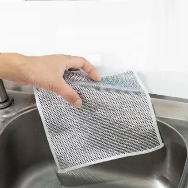 Tozlu Pazar 5 Adet Çift Katlı Zor Kir Bezi, Inox Telli Bulaşık Bezi, Mutfak Banyo Bezi. 5Adet - Image 1
