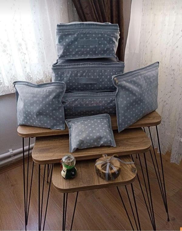 Tozlu Pazar 6 Parça Bavul Içi Düzenleyici Anne Bebek Dogum Cantasi Valiz Organizer - Image 1