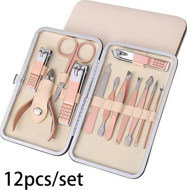 Tozlu Pazar Çantalı Paslanmaz Çelik Manikür Pedikür Set 12 Parça - Image 1
