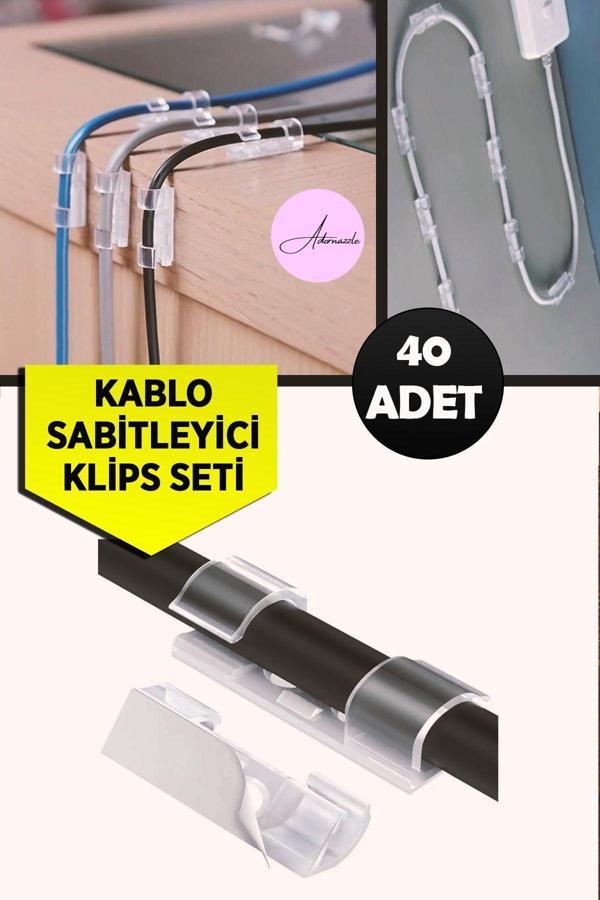 Tozlu Pazar Kablo Sabitleyici Klipsler 20 Adet Kablo Düzenleyici Duvar Fayans Cam Kablo Tutucu Yapışkanlı Klips - Image 1