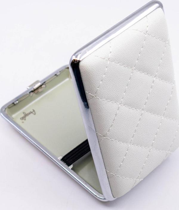 Angelo Kapitone İşleme Deri Kaplama Slim Tabaka - Beyaz - Image 1