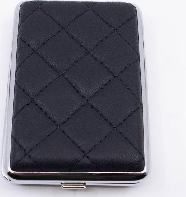 Angelo Kapitone İşleme Deri Kaplama Slim Tabaka - Siyah - Image 1