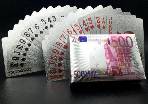 Euro Baskılı İskambil Oyun Kartları Gümüş Renk - Image 1