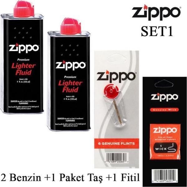 Zippo 2 Benzin+1 Paket Taş+ 1 Fitil Seti - Image 1