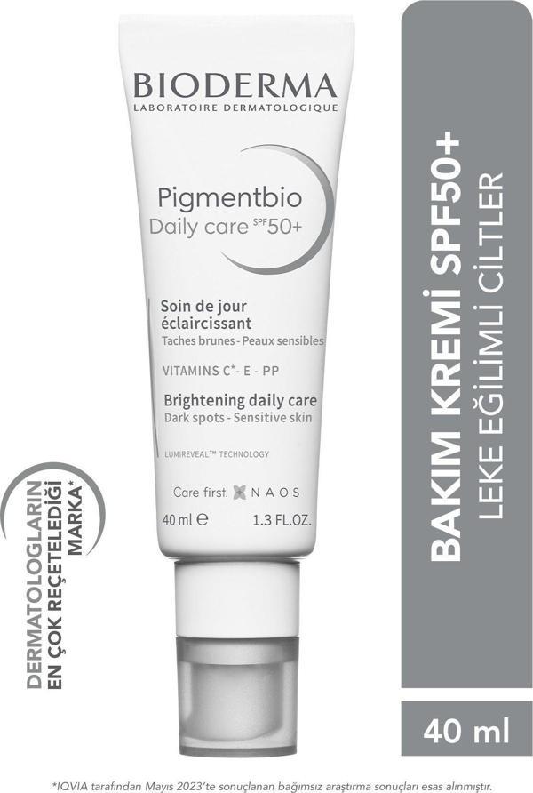 PİGMENTBİO DAİLY CARE SPF50 LEKE KARŞITI GÜNEŞ KORUYUCU E VE C VİTAMİNİ KREM 40 ML - Image 1