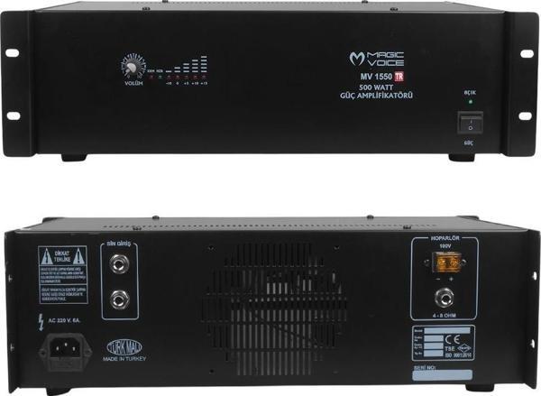 Magicvoice MV-1550 500 Watt 4-8 Ohm 100 Volt 19 Rack Hat Trafolu Power Anfi - Image 1