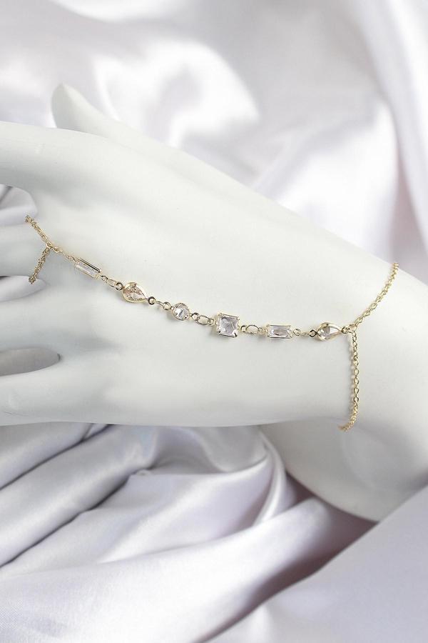 Pirinç Zirkon Taşlı Y Model Gold Renk Kadın Şahmeran - EBJ250726W36632 - Image 1