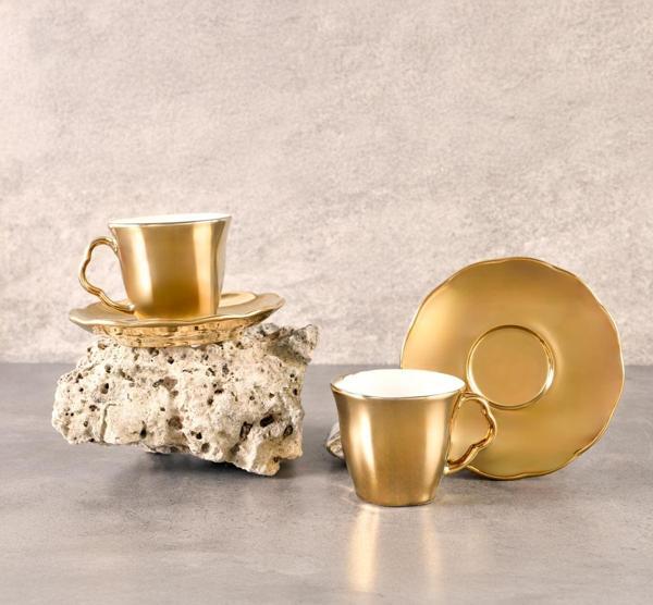 Aryıldız Stellar Gold 4 Parça 2 Kişilik Türk Kahve Fincan Takımı 90 ml - Image 1