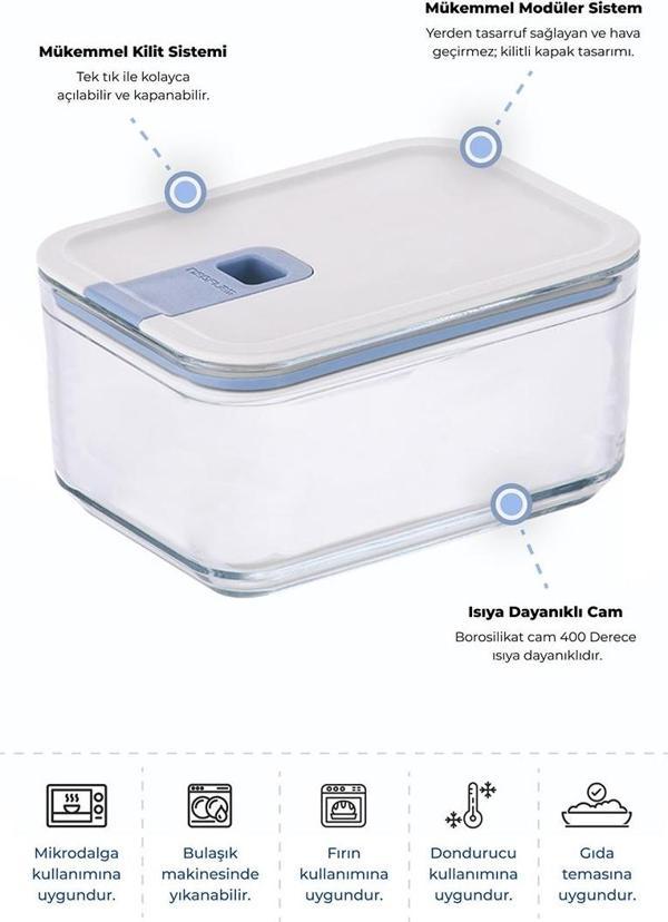 Neoflam Perfect Seal Derin Cam Saklama Kabı 1100 ml - Image 1