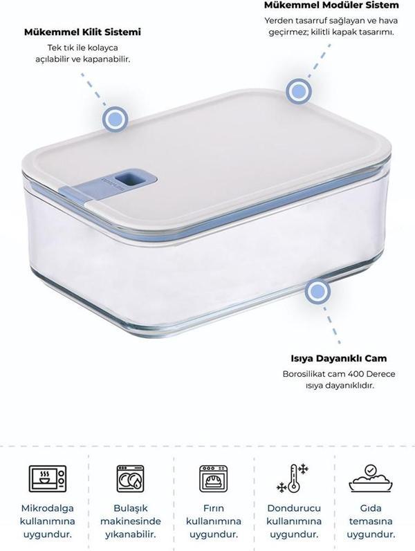 Neoflam Perfect Seal Derin Cam Saklama Kabı 1600 ml - Image 1