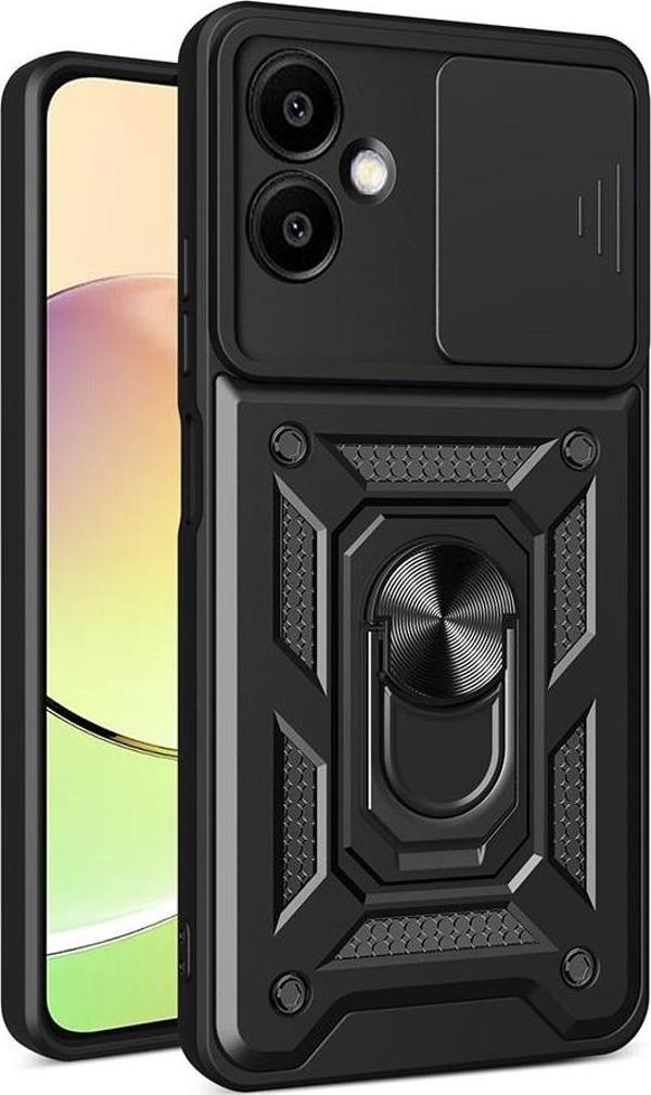 Samsung Galaxy A06 Uyumlu Kamera Koruma Sürgülü Standlı Tank Kılıf - Image 1
