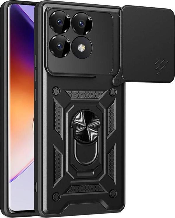 Xiaomi Poco F6 Pro Uyumlu Kamera Koruma Sürgülü Standlı Tank Kılıf - Image 1