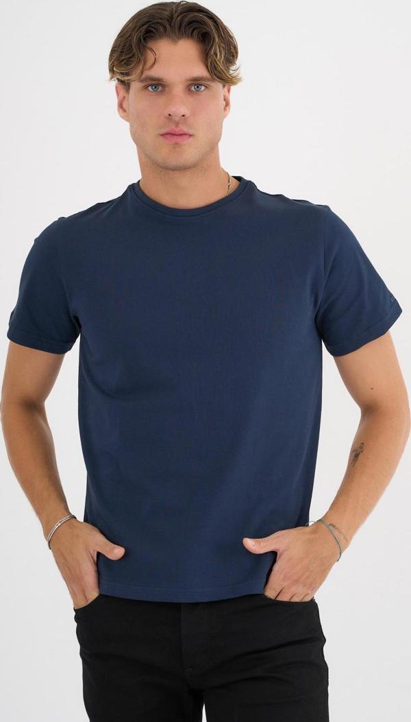 Erkek Lacivert %100 Pamuklu Standart Kalıp T-Shirt   - Image 1