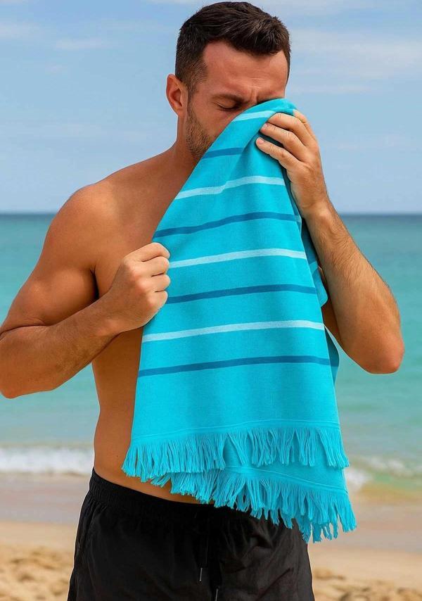Peştemal Plaj Havlusu %100 Pamuklu 70x150 Cm  Turkuaz Waves - Image 1