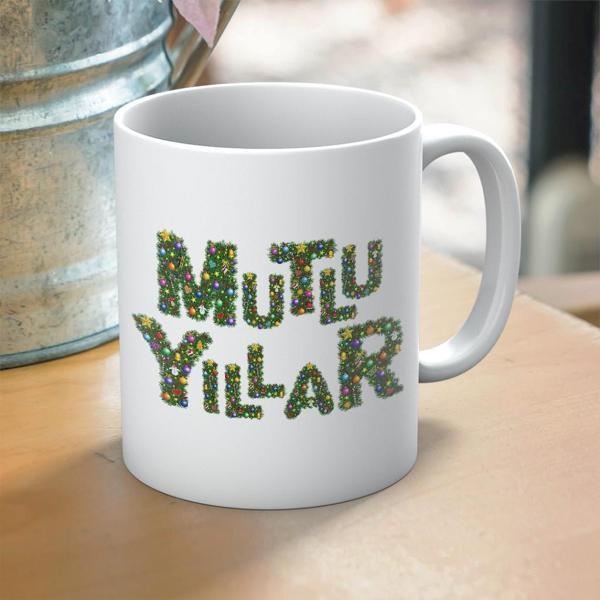 Mutlu Yıllar Yazılı Yılbaşına Özel Hediyelik Kupa Bardak  - Image 1