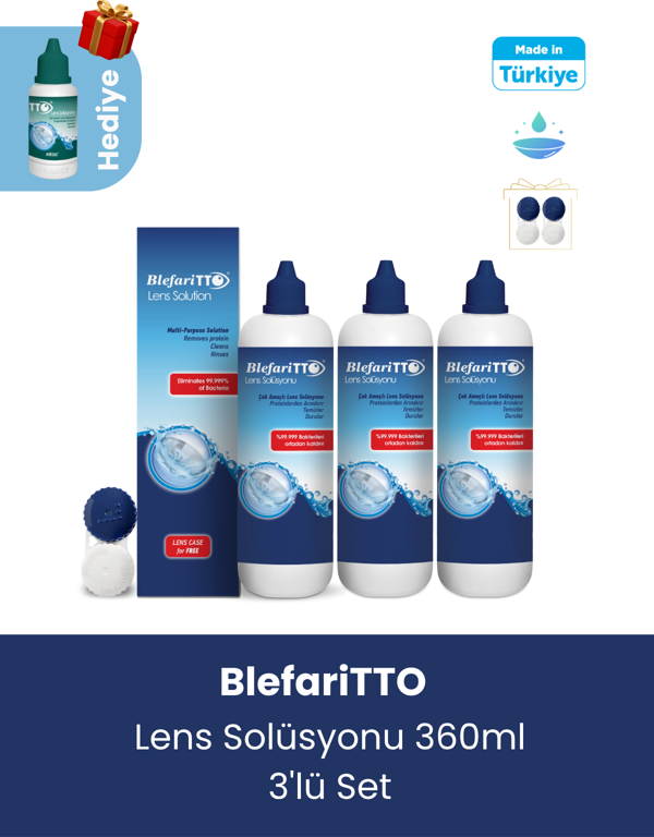 Bleffaritto Lens solüsyonu 360 ml 3'lü set+TTO 60 ml Çanta Boy Lens Solüsyonu - Image 1