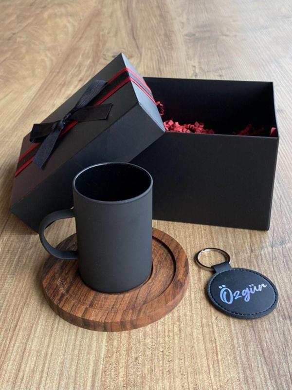 Erkeklere Özel Çay Fincanı ve İsme Özel Anahtarlık, Sevgiliye, Babaya Hediye, Babalar Günü - Image 1