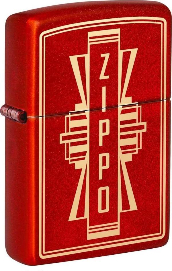 Zippo Metallic Red Logo Dizayn Çakmak - Image 1
