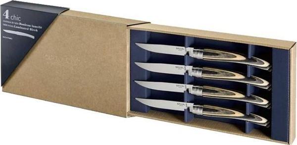 Opinel Chic 4'lü Et Bıçağı Seti - Lamine Huş Ağacı (Laminated Birch Wood) - Image 1