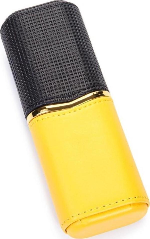 Parmida Deri Puro Kılıfı/Seyahat Humidoru 2'li - Sarı/Siyah - Image 1