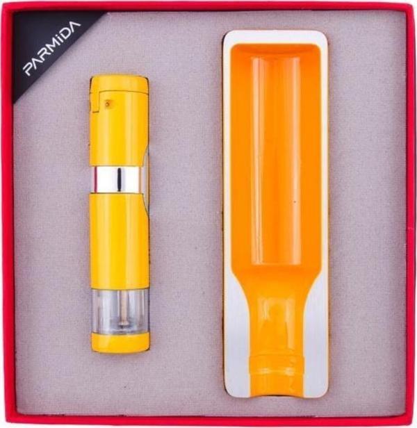Parmida Tek Torch Çakmak/Küllük İkili Puro Seti - Sarı - Image 1