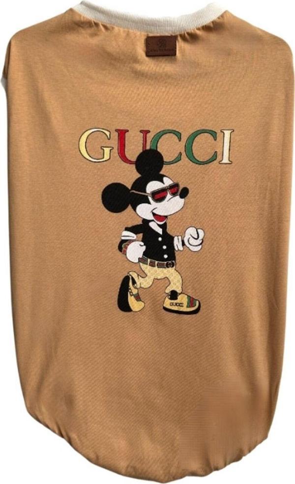 Gobo Orta Ve Büyük Irk Mickey Mouse Desenli Sütlü Kahve Köpek Kıyafeti Elbisesi - Image 1