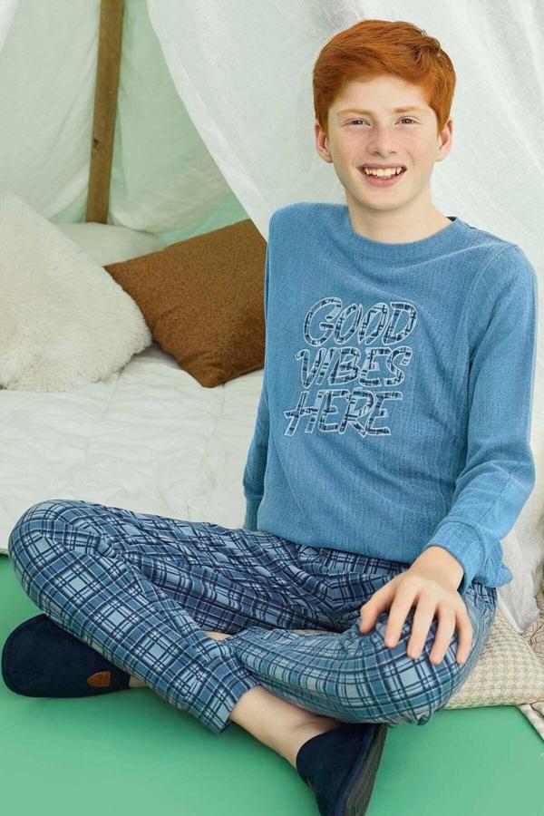 Remsa Erkek Çocuk Aydoğan Termal Pijama Takımı 240883 Mavi - Image 1
