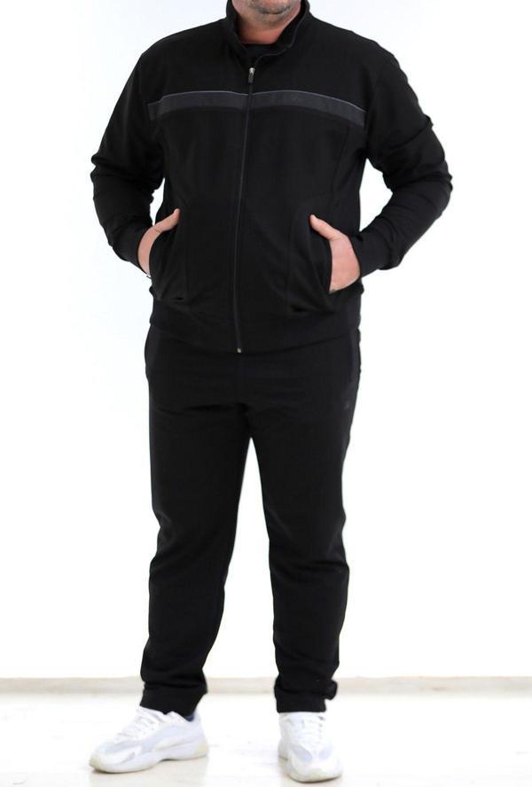 Remsa Büyük Beden Likralı Penye Erkek Eşofman Takımı Siyah - Image 1