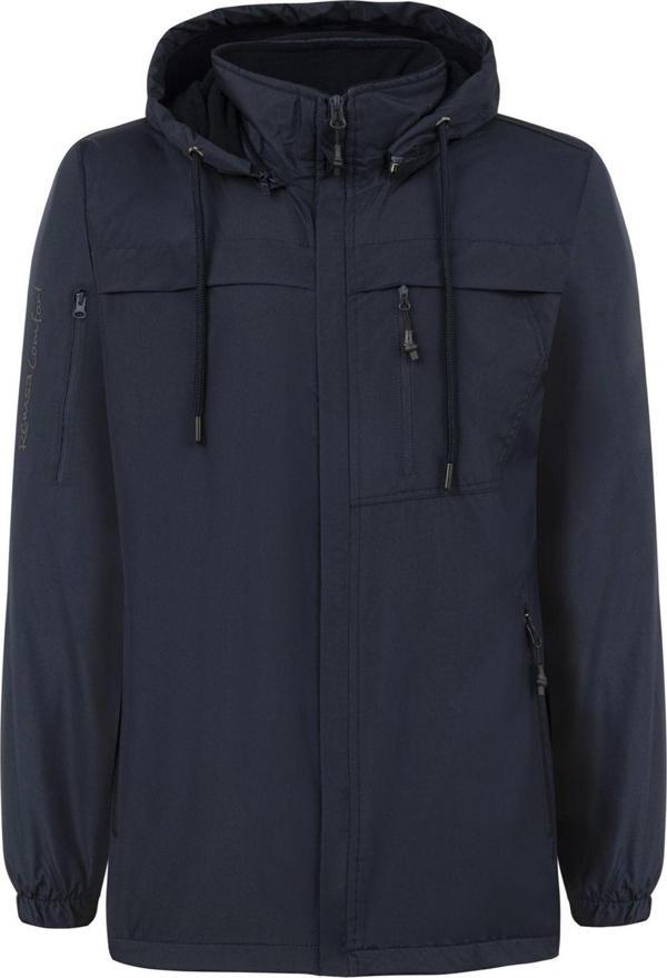 Remsa Erkek Kapüşonlu Rüzgar Geçirmez Cep Detaylı İçi Polar Kışlık Mont Lacivert Rmnt01 - Image 1