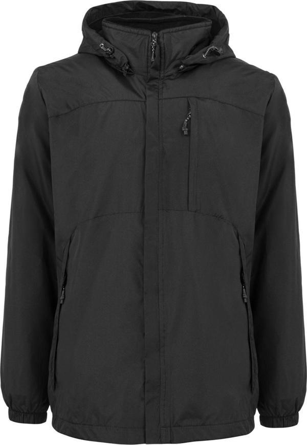 Remsa Erkek Kapüşonlu Rüzgar Geçirmez Cep Detaylı İçi Polar Kışlık Mont Siyah Rmnt02 - Image 1