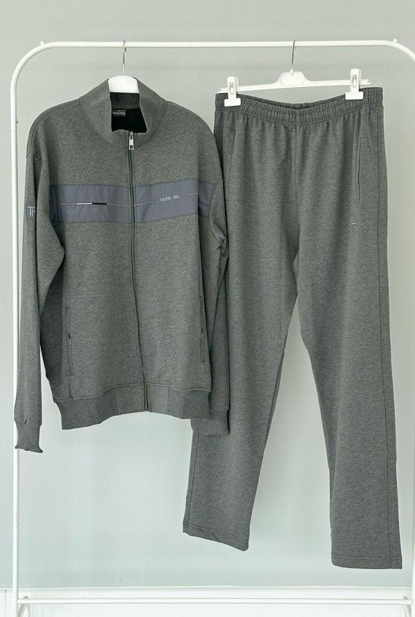 Remsa Büyük Beden Likralı Penye Erkek Eşofman Takımı 2712 Gri - Image 1