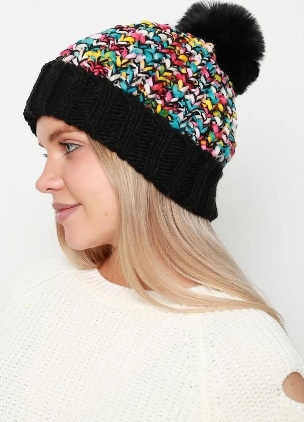 Remsa Ponpon Detay Renkli Örme Kadın Bere Rkş-21 Siyah - Image 1