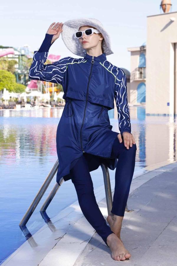 Remsa Tam Kapalı Tesettür Mayo Duru 2425 Lacivert - Image 1